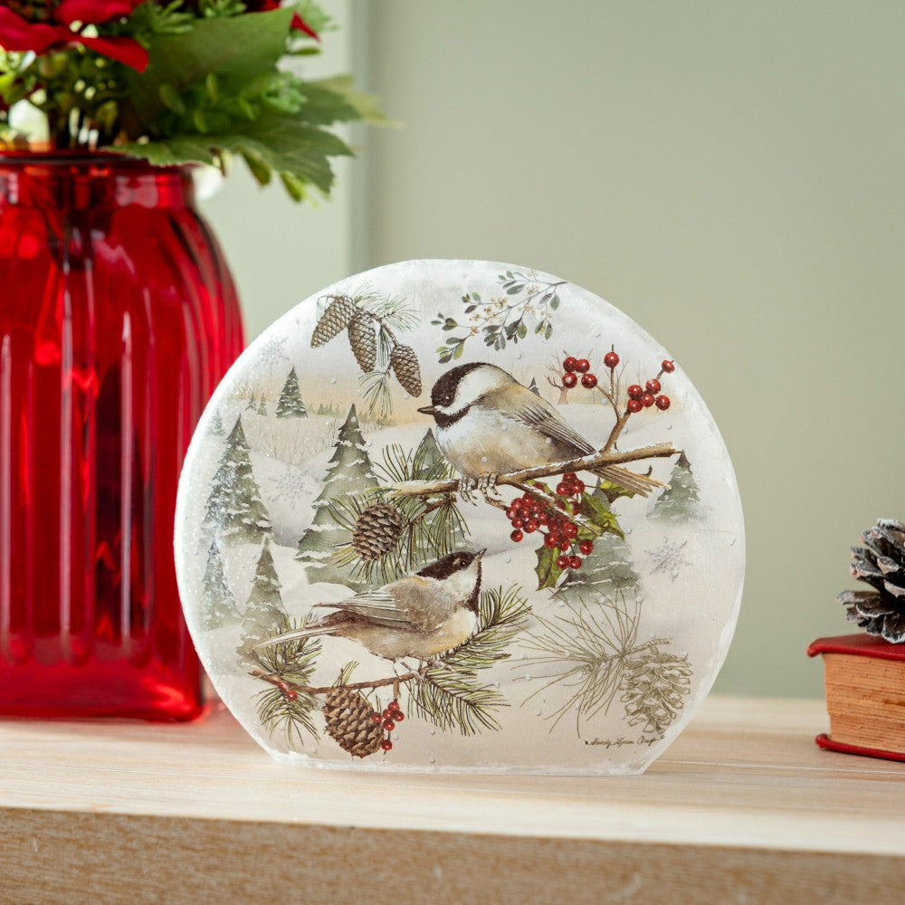Winter Chickadee Lighted Orb | Plow & Hearth