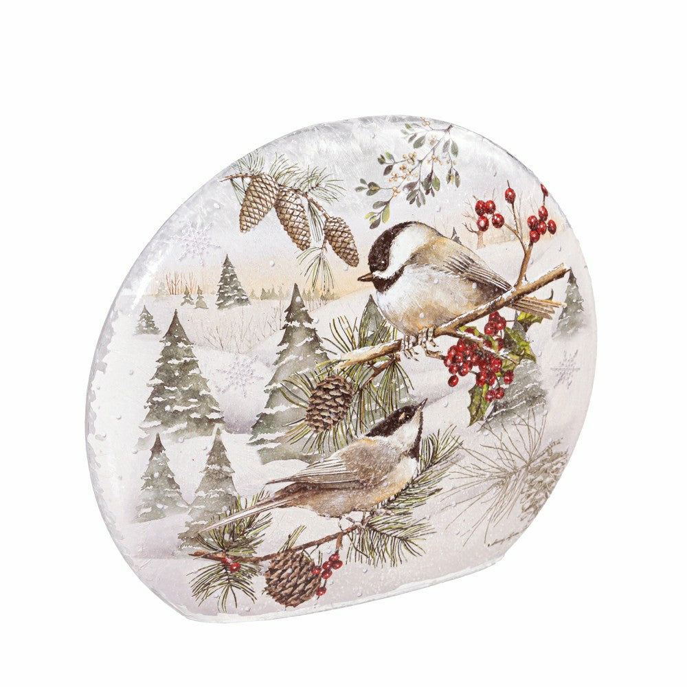 Winter Chickadee Lighted Orb | Plow & Hearth