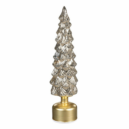 Shades of Emerald LED Table Decor Tree Shaped Rotating Metallic Glass, | Plow & Hearth