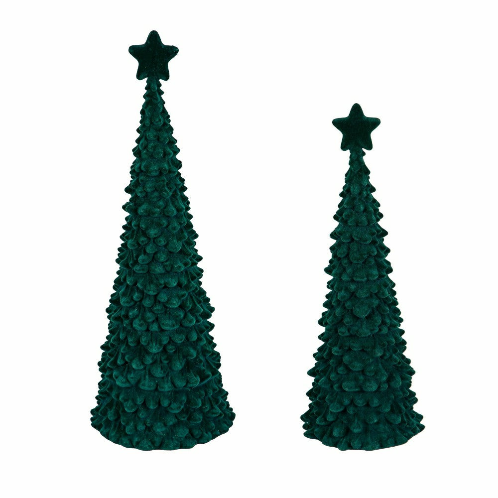 Joyful Traditions LED Table Decor Flocked Tree with Star, Set of 2 | Plow & Hearth