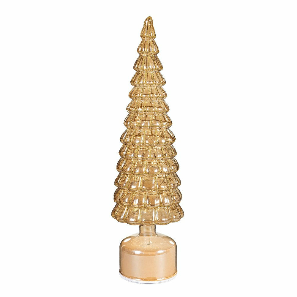 Shades of Emerald LED Table Decor Tree Shaped Rotating Glass, 16"H | Plow & Hearth
