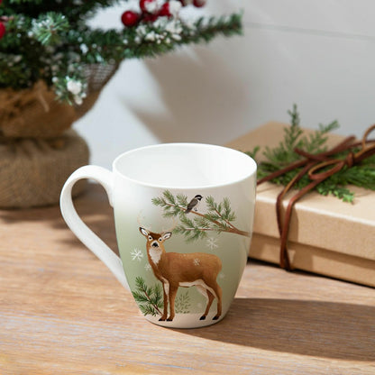 Woodland Storybook Coffee Cup Ceramic Cup O' Java, Deer, 17oz, Gift Bo | Plow & Hearth