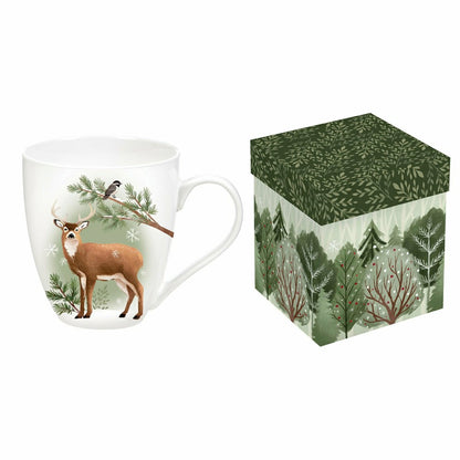Woodland Storybook Coffee Cup Ceramic Cup O' Java, Deer, 17oz, Gift Bo | Plow & Hearth