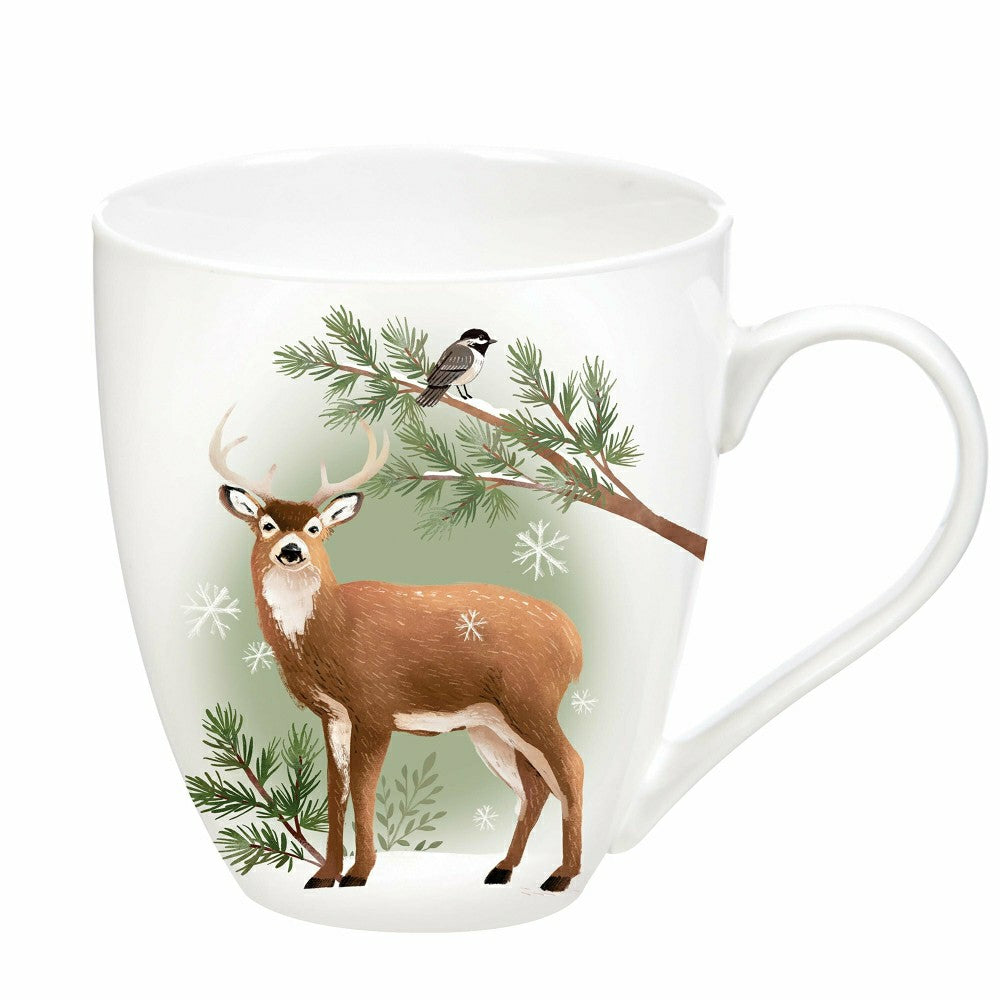 Woodland Storybook Coffee Cup Ceramic Cup O' Java, Deer, 17oz, Gift Bo | Plow & Hearth