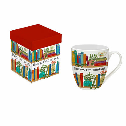Coffee Cup Ceramic Cup O' Java, Sorry I'm Booked, 17oz, Gift Box | Plow & Hearth