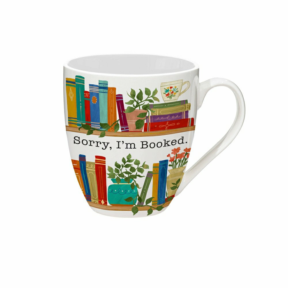 Coffee Cup Ceramic Cup O' Java, Sorry I'm Booked, 17oz, Gift Box | Plow & Hearth