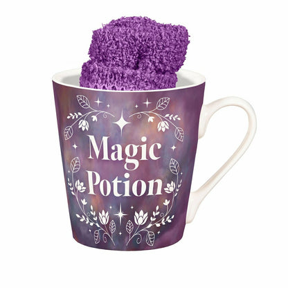 Magic Potion Ceramic Cup Flare Cup and Purple Socks Gift Set, 12oz, Gi | Plow & Hearth