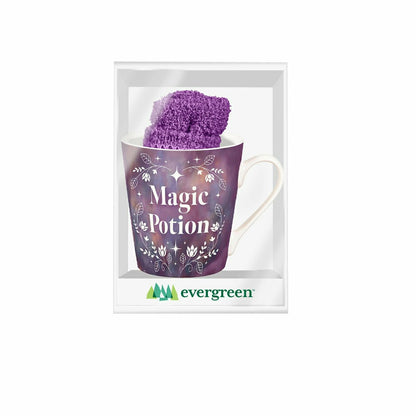 Magic Potion Ceramic Cup Flare Cup and Purple Socks Gift Set, 12oz, Gi | Plow & Hearth