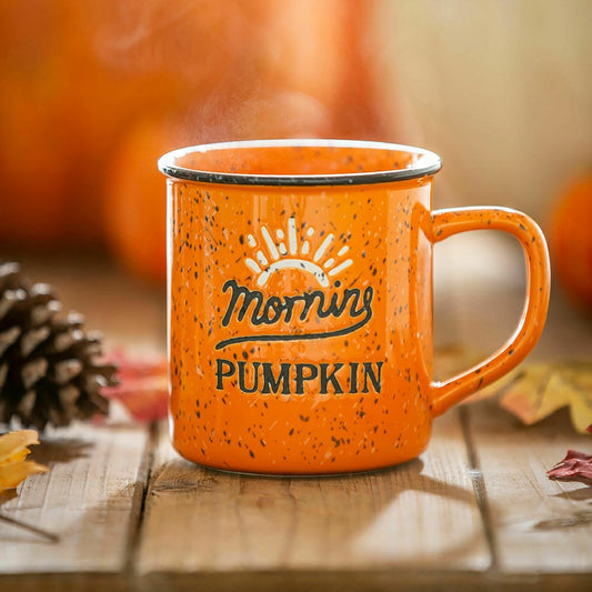 Harvest Blossom Ceramic Cup, 12 OZ, "Morning Pumpkin" | Plow & Hearth