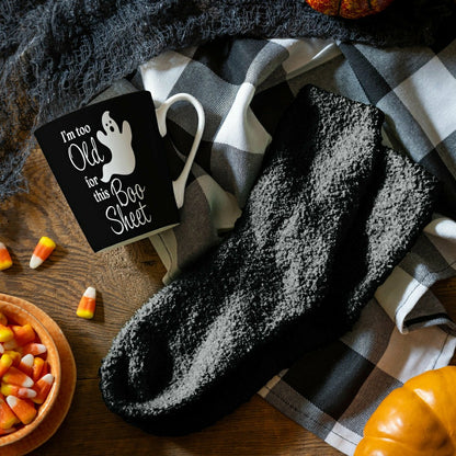 I'm Too Old For This Boo Sheet Ceramic Flare Cup and Black Socks Gift  | Plow & Hearth