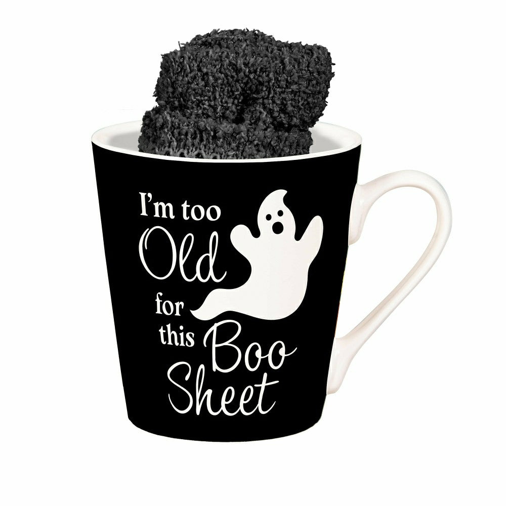 I'm Too Old For This Boo Sheet Ceramic Flare Cup and Black Socks Gift  | Plow & Hearth