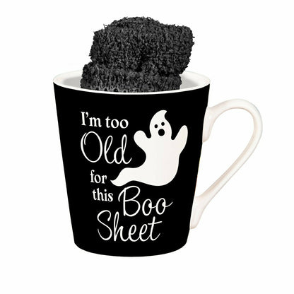I'm Too Old For This Boo Sheet Ceramic Flare Cup and Black Socks Gift  | Plow & Hearth