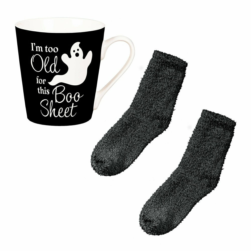 I'm Too Old For This Boo Sheet Ceramic Flare Cup and Black Socks Gift  | Plow & Hearth