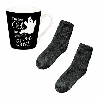 I'm Too Old For This Boo Sheet Ceramic Flare Cup and Black Socks Gift  | Plow & Hearth