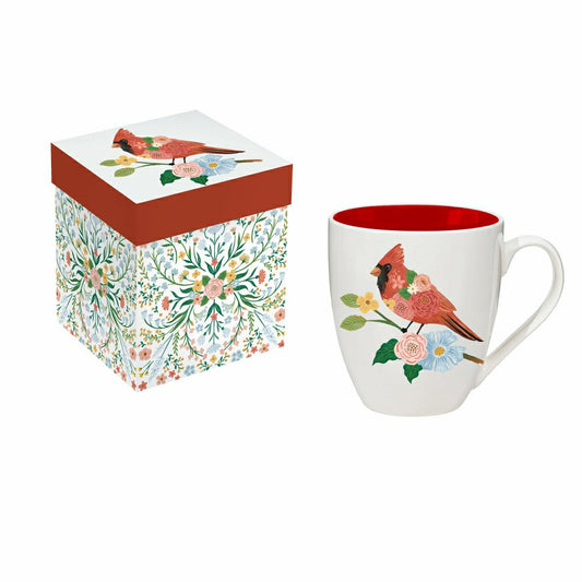 Cottage Garden Coffee Cup Ceramic Cup O' Java, Cardinal, 17oz, Gift Bo | Plow & Hearth