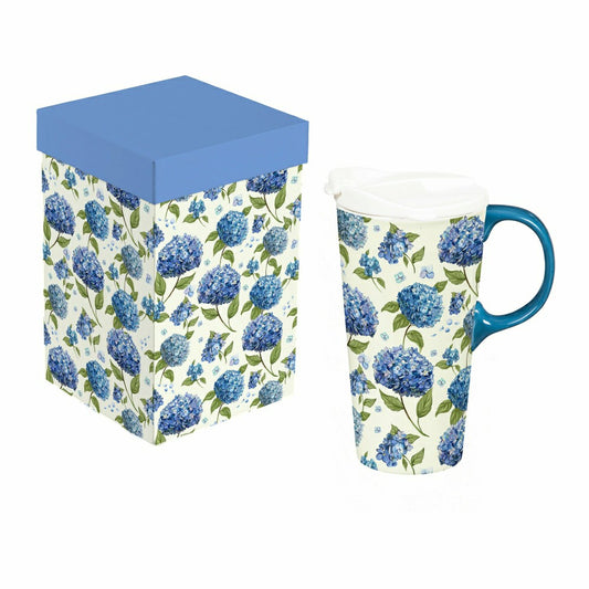 VivaStyle Ceramic Perfect Cup, Hydrangeas, 17oz, Gift Box | Plow & Hearth