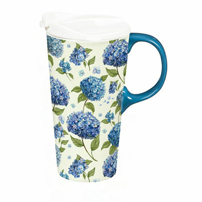 VivaStyle Ceramic Perfect Cup, Hydrangeas, 17oz, Gift Box | Plow & Hearth