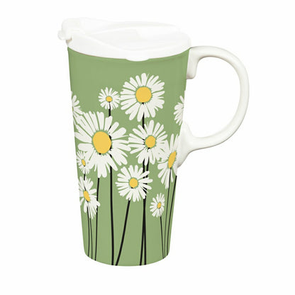 Cottage Garden Ceramic Perfect Cup, Daisies, 17oz, Gift Box | Plow & Hearth