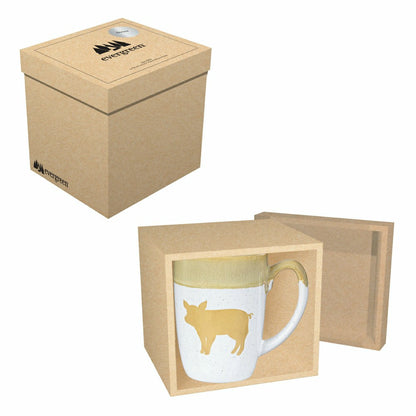 Hillside Pasture Coffee Cup Ceramic Artisanal, Farm Pig Yellow, 14oz,  | Plow & Hearth