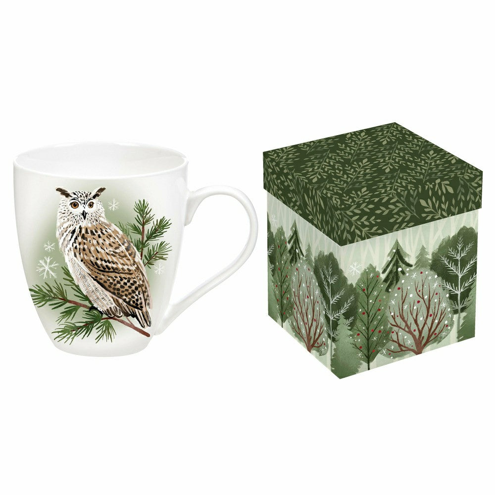 Winter Grove Coffee Cup Ceramic Cup O' Java, Owl, 17oz, Gift Box | Plow & Hearth