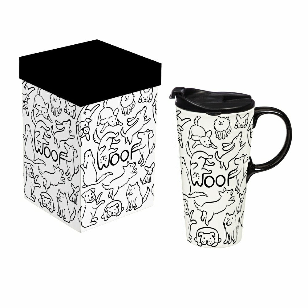 Pet Ceramic Perfect Cup, Woof Dog, 17oz, Gift Box | Plow & Hearth