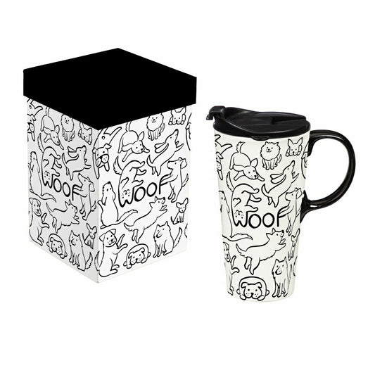Pet Ceramic Perfect Cup, Woof Dog, 17oz, Gift Box | Plow & Hearth