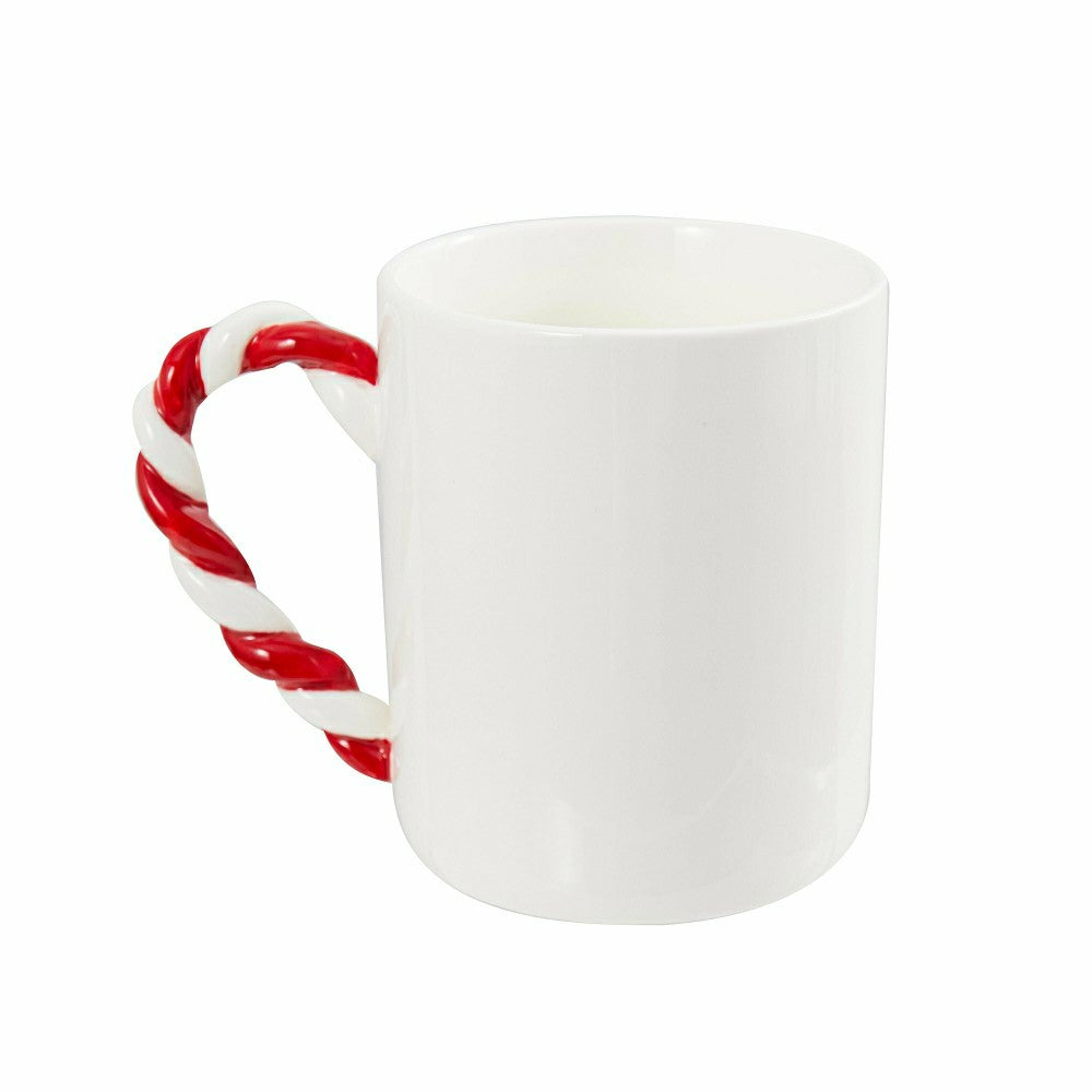 Baking Spirits Bright Coffee Cup Ceramic Candy Cane Handle, 14oz, Gift | Plow & Hearth