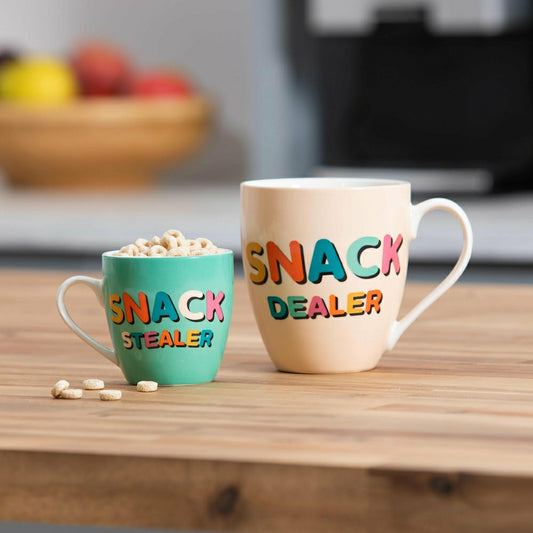 Drinkware Gift Set Ceramic Cup O' Java, Mommy and Me Snacks, 17oz & 7o | Plow & Hearth