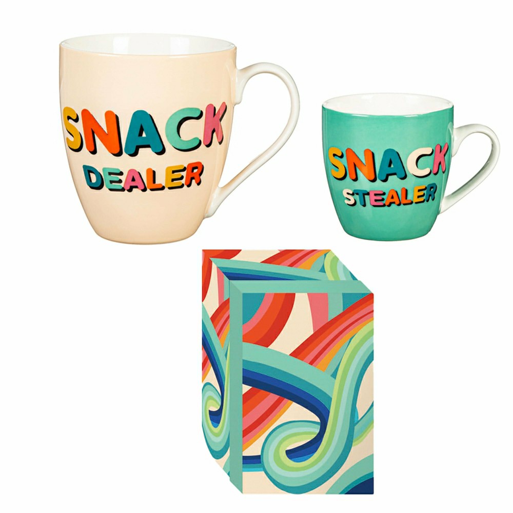 Drinkware Gift Set Ceramic Cup O' Java, Mommy and Me Snacks, 17oz & 7o | Plow & Hearth