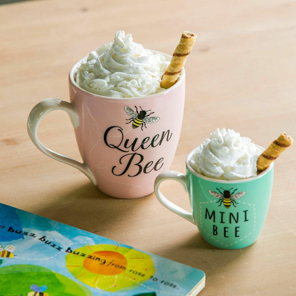 Mommy and Me Drinkware Gift Sets Ceramic Cup O' Java, Queen Bee Mini B | Plow & Hearth