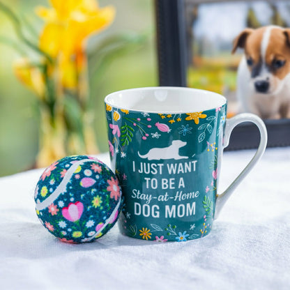 Pet Drinkware Gift Set Ceramic Flare Cup and Dog Toy, 12oz, Gift Box | Plow & Hearth