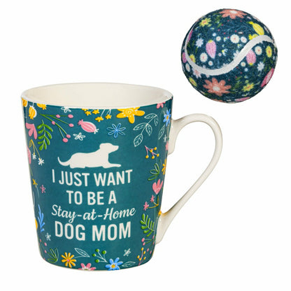 Pet Drinkware Gift Set Ceramic Flare Cup and Dog Toy, 12oz, Gift Box | Plow & Hearth