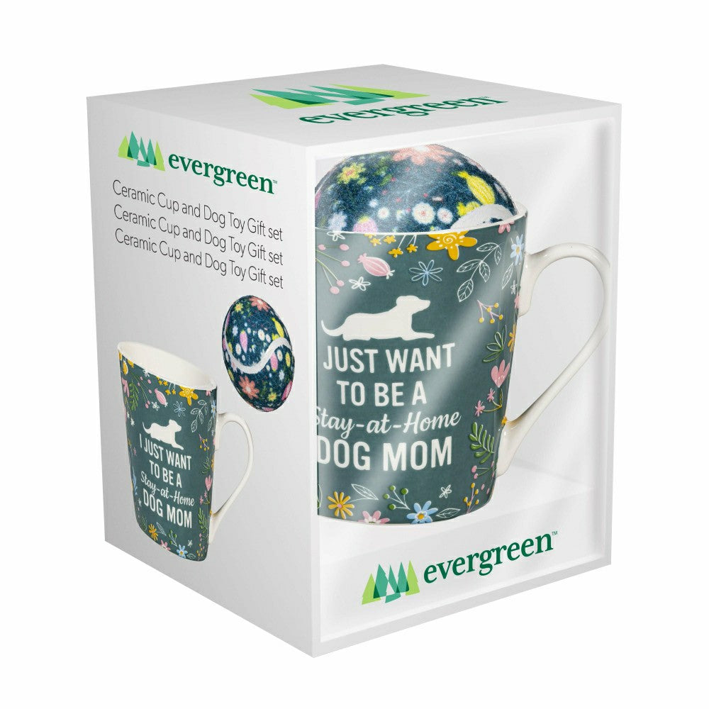 Pet Drinkware Gift Set Ceramic Flare Cup and Dog Toy, 12oz, Gift Box | Plow & Hearth