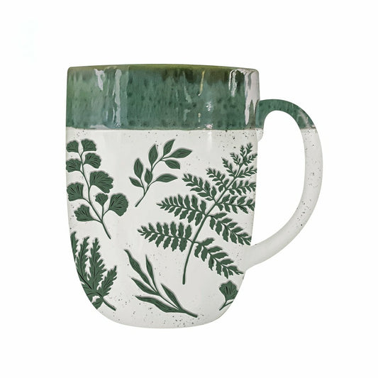 Cottage Garden Coffee Cup Ceramic Artisanal, Foliage Sage, 14oz, Gift  | Plow & Hearth