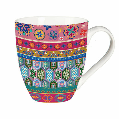 Geometric Tapestry Ceramic Cup O' Java, 17oz, Gift Box | Plow & Hearth