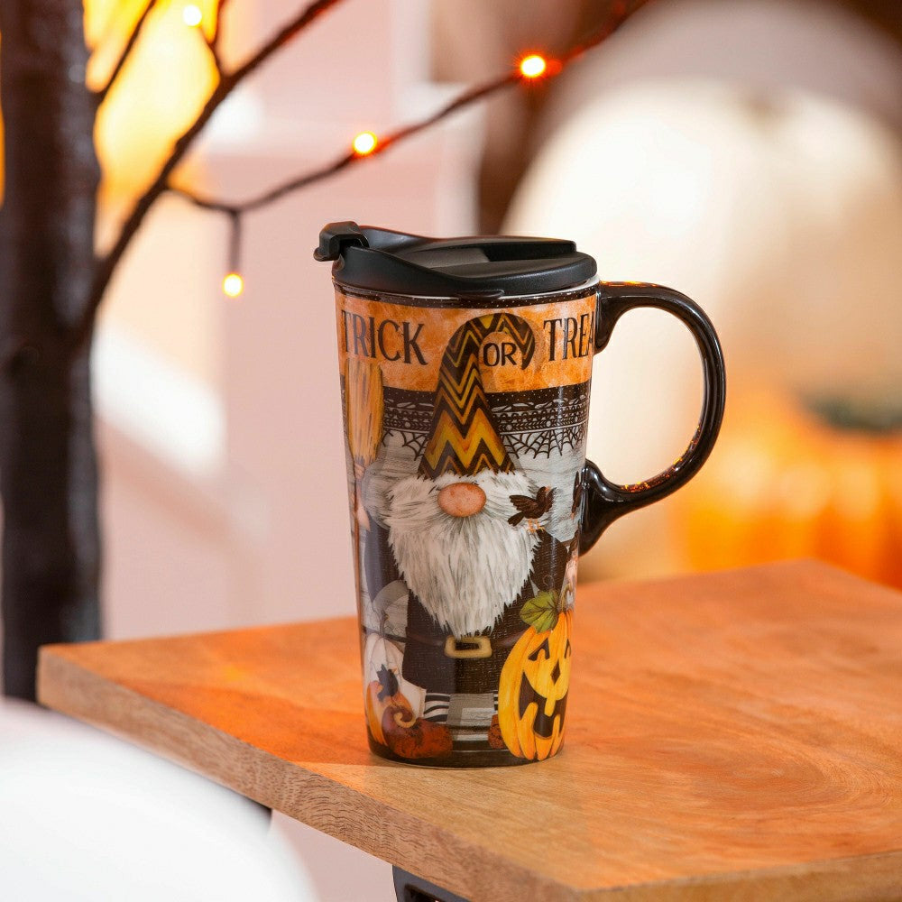 Haunted House 17 OZ Ceramic Cup and Puzzle Gift Set, Trick Or Treat Gn | Plow & Hearth