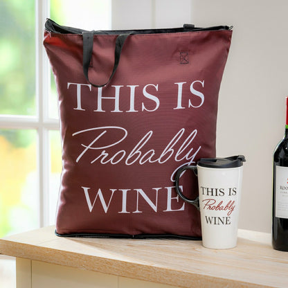 This Is Probably Wine Ceramic Perfect Cup and Compact Tote Giftset, 17 | Plow & Hearth