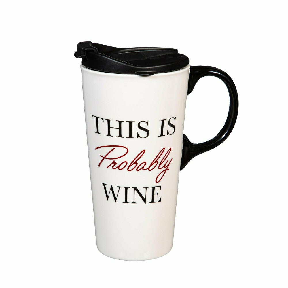 This Is Probably Wine Ceramic Perfect Cup and Compact Tote Giftset, 17 | Plow & Hearth