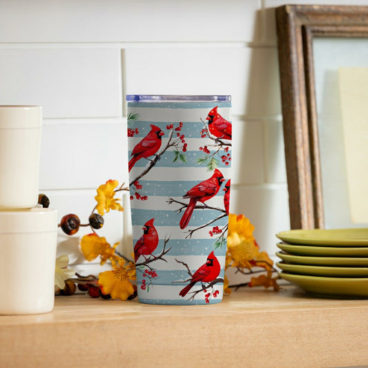 Snowbirds Tumbler Stainless-Steel, Winter Cardinals, 20oz, Gift Box | Plow & Hearth