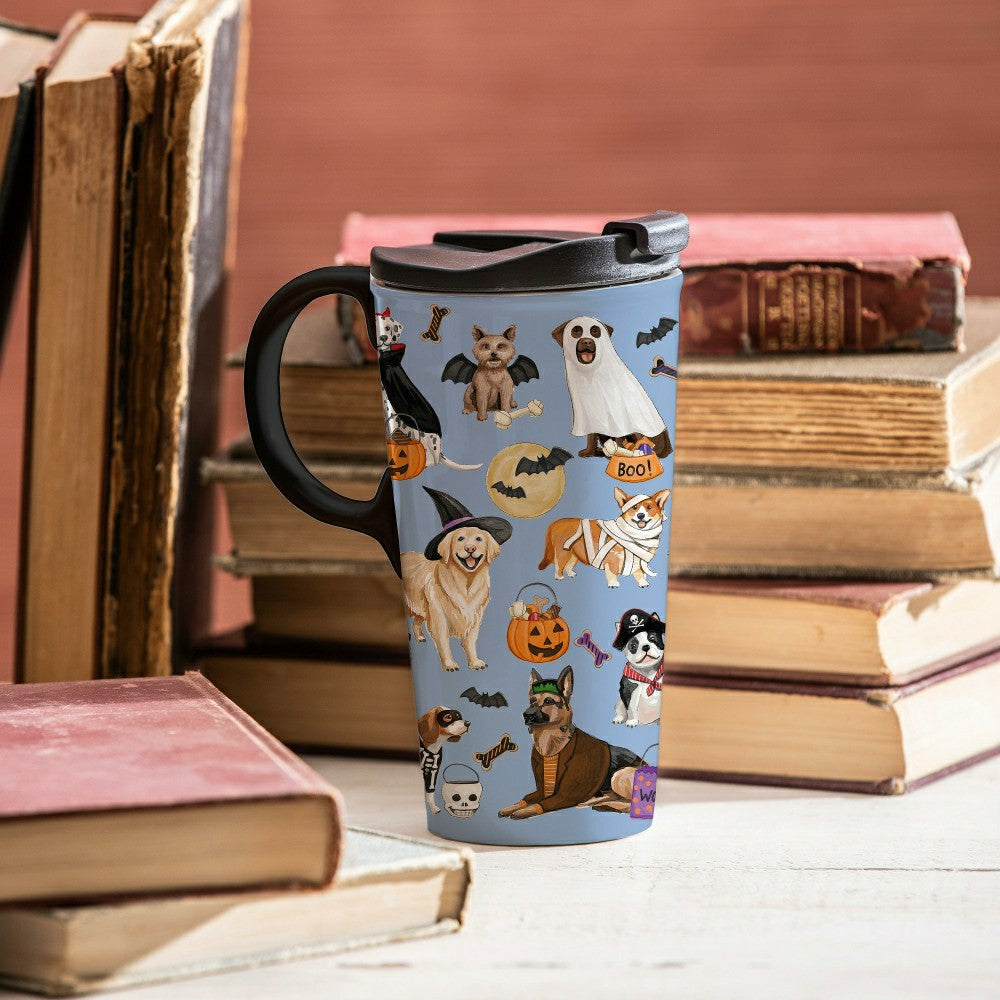 Haunted House Dogs In Costumes Ceramic Perfect Cup, 17oz, Gift Box | Plow & Hearth