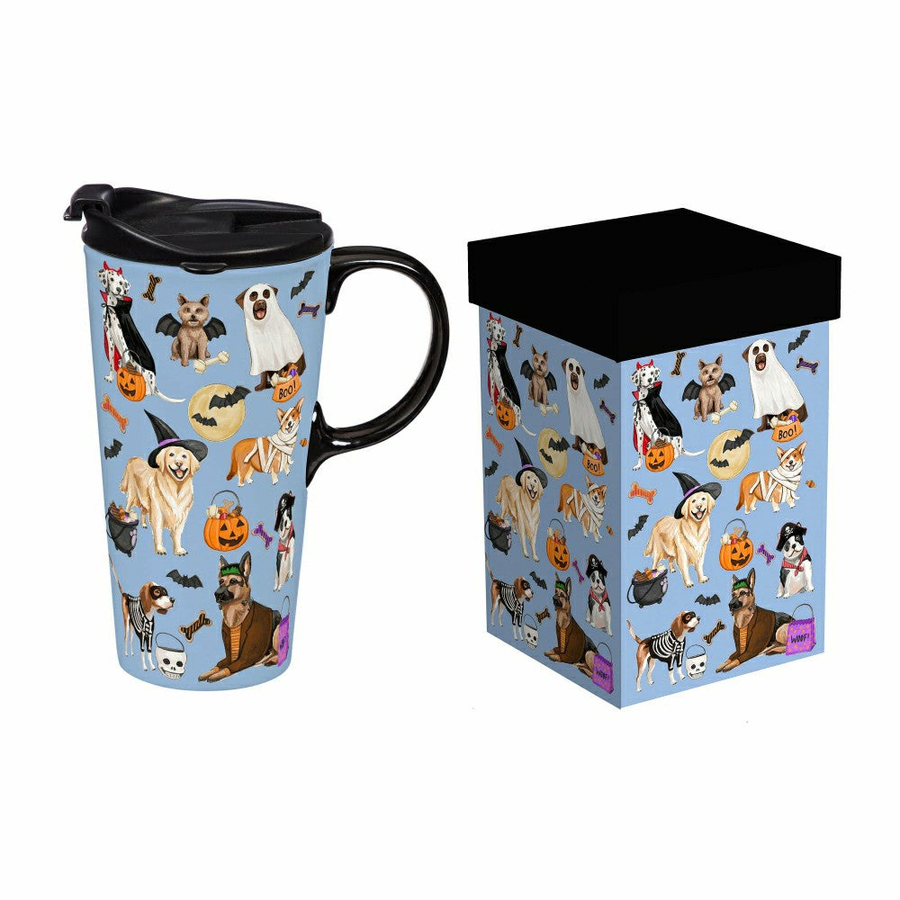 Haunted House Dogs In Costumes Ceramic Perfect Cup, 17oz, Gift Box | Plow & Hearth