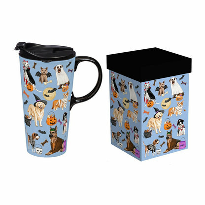 Haunted House Dogs In Costumes Ceramic Perfect Cup, 17oz, Gift Box | Plow & Hearth