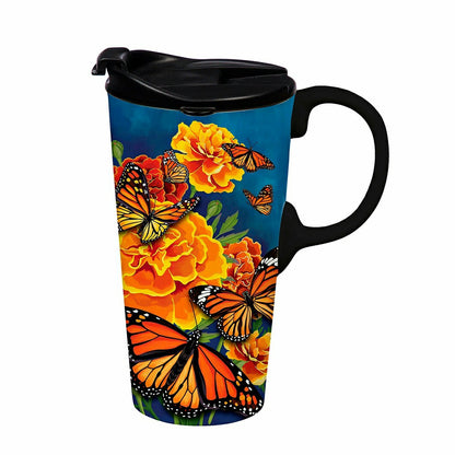 Harvest Blossom Mariposa Melody Monarch Ceramic Ceramic Perfect Cup, 1 | Plow & Hearth