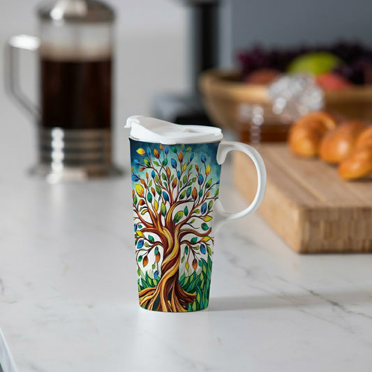 Harvest Blossom Tree Of Life Ceramic Perfect Cup, 17oz, Gift Box | Plow & Hearth