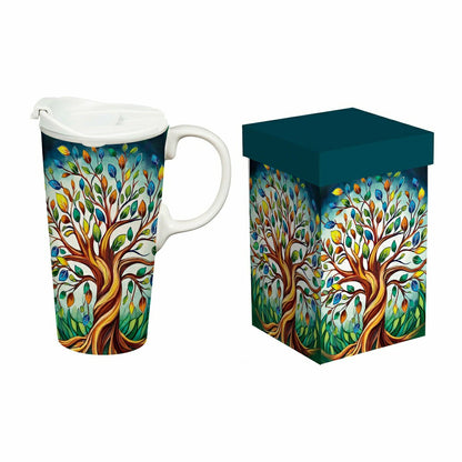 Harvest Blossom Tree Of Life Ceramic Perfect Cup, 17oz, Gift Box | Plow & Hearth