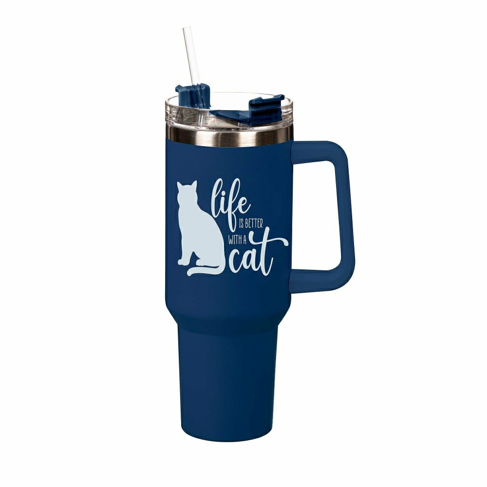 Pet Tumbler Stainless-Steel Canyon Cup w/ Straw, Life Is Better With A | Plow & Hearth