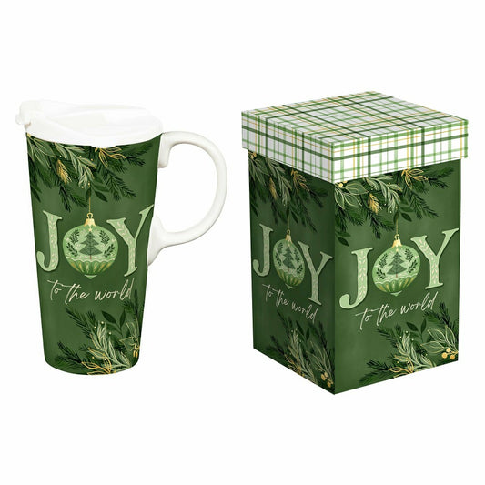 Shades of Emerald Travel Cup Ceramic Perfect Cup, Joy, 17oz, Gift Box | Plow & Hearth