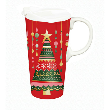 Twas The Night Travel Cup Ceramic Perfect Cup, Christmas Tree, 17oz, G | Plow & Hearth