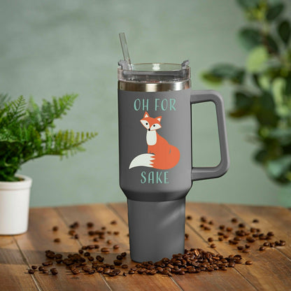 Oh For Fox Sake Canyon Cup, Double Wall Stainless Steel w/ Straw, 40oz | Plow & Hearth