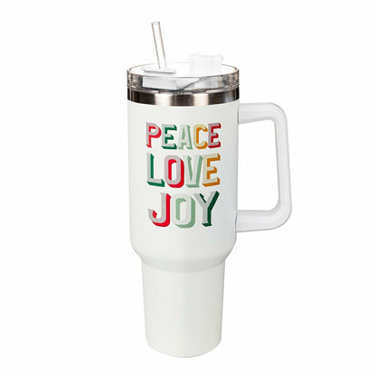 Heartfelt Cheer Tumbler Stainless-Steel Canyon Cup w/ Straw, Peace Lov | Plow & Hearth